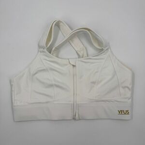 VFUS White High Impact Zip Front Sports Bra Medium Adjustable Straps NWT